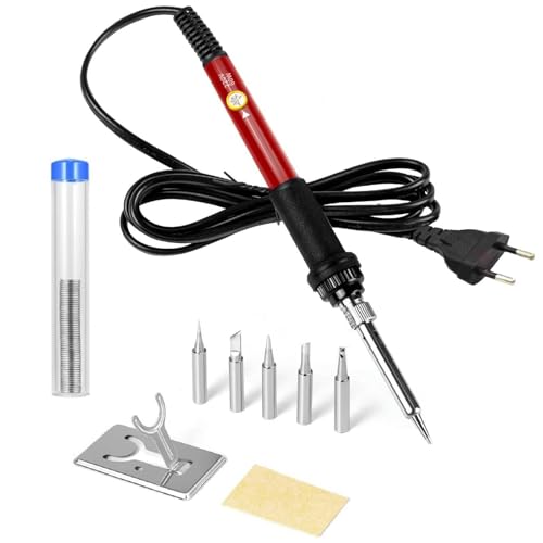 Fer à Souder Kit, Kit Fers à Braser, 60W Kit de Soudure, 9 en 1 Kit Fer à Souder Electronique Fer à Souder de Précision pour la Soudure et les Réparations de Bricolage (Rouge)