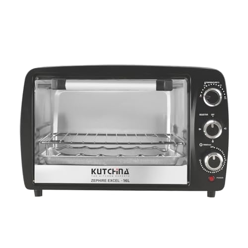 Image of KUTCHINA Zephire Excel 16 Liter Otg Oven For Kitchen, 1200W | Oven Toaster Griller With Auto-Shut Off, Timer Control | Otg 16 Litres For Baking, Grilling, Toasting | 1 Year Warranty, Black