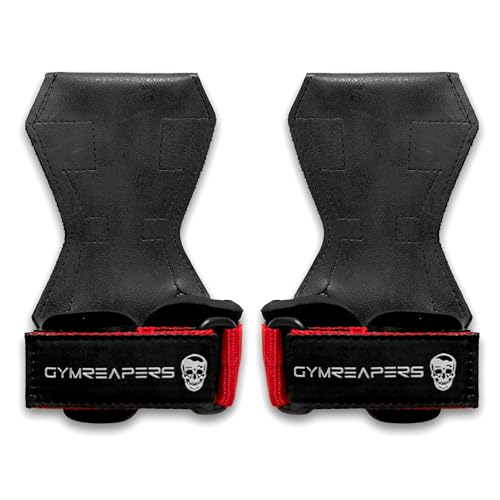 Image of Gymreapers Weight Lifting Grips (Pair) for Heavy Powerlifting, Deadlifts, Rows, Pull Ups, with Neoprene Padded Wrist Wraps Support and Strong Rubber Gloves or Straps for Bodybuilding