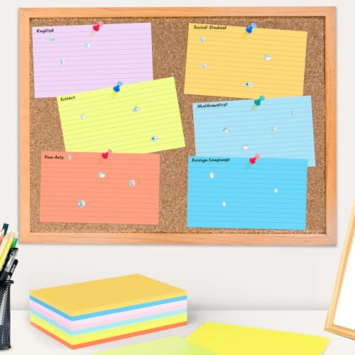 200 cartões coloridos de índice 10 x 15 cm, cartões de índice pautados, cartões de dupla face para e