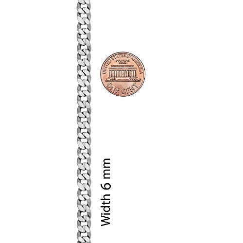 Lifetime Jewelry 6Mm Cuban Link Chain Necklace 24K Gold Plated For Men And Women (6Mm & 9.5Mm) (24 Inches, 6Mm, White Gold) #TOP4