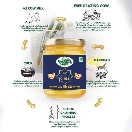Image of The Whole Food Co. A2 Gir Cow Desi Ghee 100ML |Glyphosate free|Free-grazed, Desi Gir Cows|Traditional Bilona Method|Pure, Natural and Healthy Ghee|Farm-Made with Probiotics for Gut Health-Pack of 2
