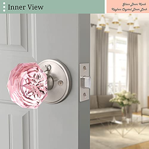 Nizado Pink Glass Door Knob With Georgian Roped Rosette In Oil Rubbed Bronze (Privacy Bedroom/Bathroom) #TOP2