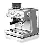 cafetera presion precio Maquina de café profesional con caldera de aleación de aluminio de fundición a presión a con válvula de seguridad incorporada, control de temperatura preciso PID y depósito de agua transparente desmontable de 2,8 Litros