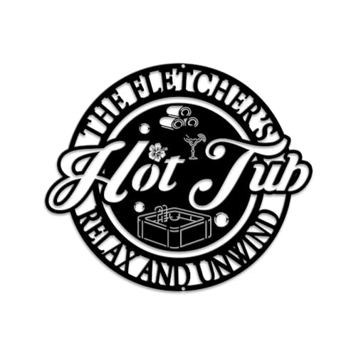 MeMate Hot Tub Sign Outdoor Decor, Poolside Decor, Personalized Metal