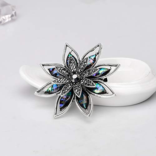 Image of Ladies Men's Universal Brooch Party diamond-set jewelry Brooch Pin Delicate gift for Valentine's Day-Blue Flower Brooch for Women - Large Floral Lapel Pin, Nature-Inspired Dress Accessories with Light Wave Design