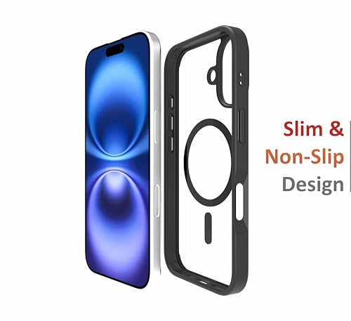 Image of for iPhone Case 16 Plus with Mag-Safe, [Anti-Yellowing Technology] [Military Grade Drop Protection] Shockproof Slim Hybrid Phone Case for iPhone 16 Plus - Carbon Black