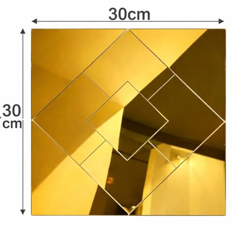 Image of Acrylic Mirror Golden Mosaic Tile Sticker Self-Adhesive Size (12x12 Inch) Pack of 10