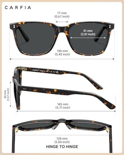 CARFIA Acetate Polarized Sunglasses for Women UV400 Protection CA5354 - 4