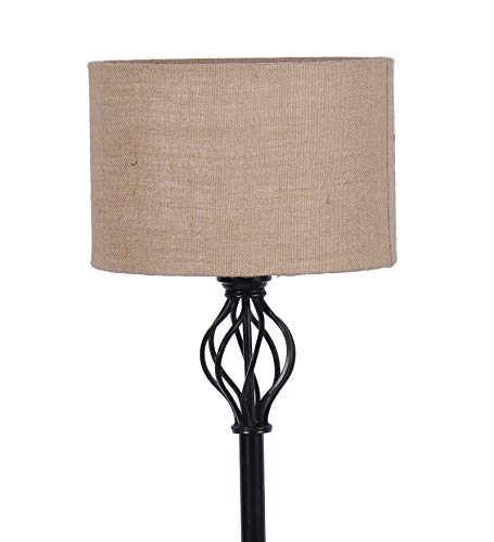 Devansh Beige Jute Drum Spiral Iron Basket Floor Lamp -8-(12x56.7inches ...