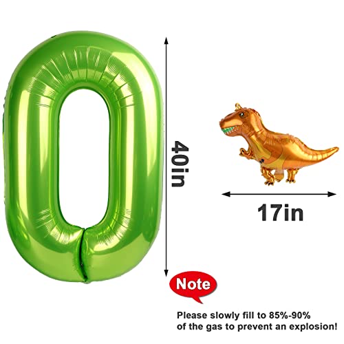 Green Number 0 Balloon 40 Inch & Mini Dinosaur Balloon For Kids Birthday Party Decorations, Number 10 Balloons Dinosaur Birthday Party Supplies, Jungle Safari Wild World Themed Party Decor #TOP6
