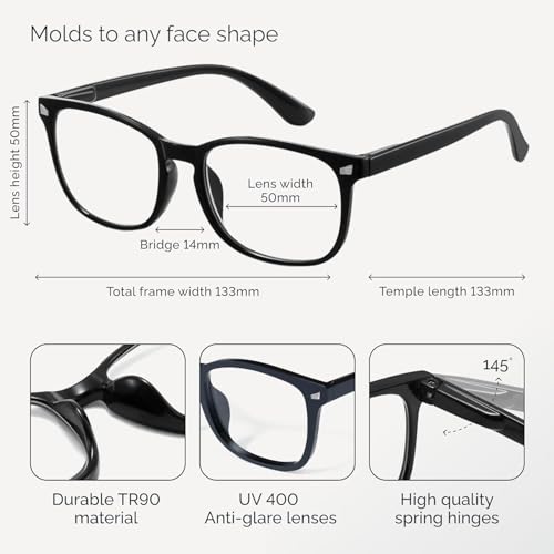 Image of CCVOO Reading Glasses for Women /Men, Eyeglasses, Blue Light Readers for Women /Men, Computer Eye Glasses, Cheaters