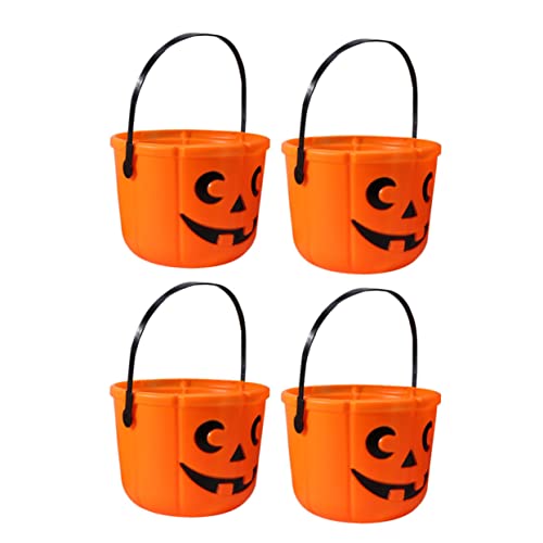 DECHOUS 4pcs Pumpkin Design Boys and Girls Snack Storage Buckets Halloween Candy Holders for Treats for Halloween Parties and Festivities Fun Party Candy Jars