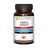 Pure Nutrition Triple Ginseng - an Unique and Effective Combination of Red Ginseng, American Ginseng and Siberian Ginseng. 650mg per Capsule | 60 Veg Caps Pack