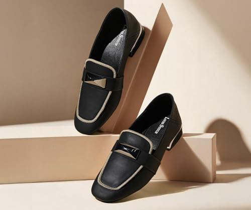 Image of LOUIS STITCH Women's Elegant Wedge Heel Moccasins | Slip-On with Designer Buckle | Comfort Shoes for Casual & Office Wear | LSLD-BH-MCP