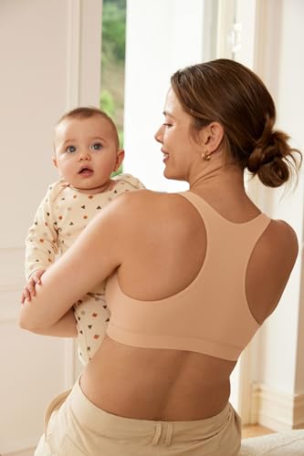Image of MOMANDA Crossover Nursing Bras for Breastfeeding | Racerback maternity sleep bralettes, Wireless, Comfy, For women