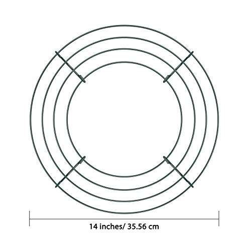 image for Hotop 10 Packs Christmas Metal Wreath Frame Green Round Wire Wreath Ma