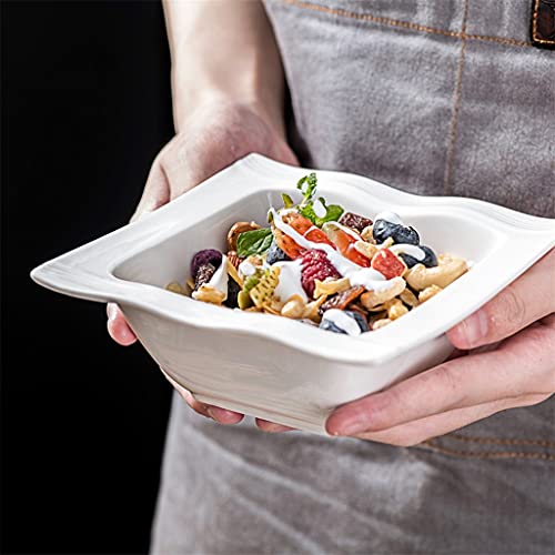 Llly 6-Piece 5.5" Ivory White Porcelain China Ceramic Cereal Bowls Salad Soup Bowls (14 * 14 * 5.5Cm) #TOP5