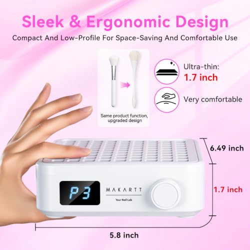 Image of Makartt PocketSized Nail Dust Collector - Powerful Dust Collector Nail Tech Quite Suction Machine for Acrylic Nails Manicure & Pedicure Salon & Home Use Includes 10pcs Filters & Dust Brush