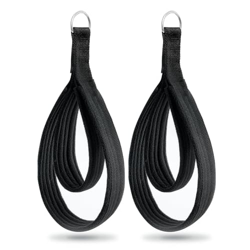 Wonderful Day 2PCS Pilates Straps for Reformer, Comfortable Enhanced Thickness, Fitness D-Ring Double Loop Exercise Straps for Home Gym Workout (Black)