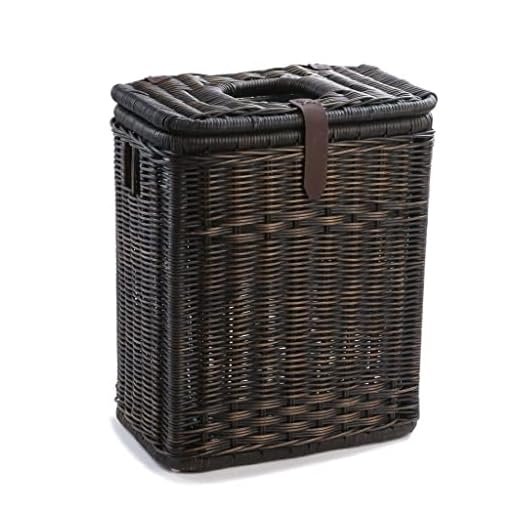 The Basket Lady Drop-in Wicker Rectangular Trash Basket with Metal Liner, 20 in L x 13 in W x 24 in H, Antique Walnut Brown