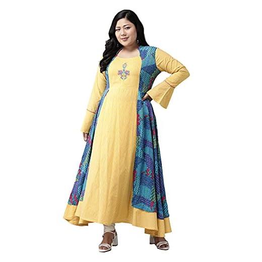 Yash Gallery Women's Viscose Anarkali Floral Kurta - Multicolor