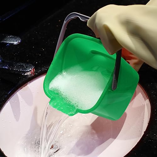 Image of Lallisa 12 Pcs 3 Quart Cleaning Bucket Small Sanitizing Square Bucket Detergent Pail for Home Office Commercial Restaurant Kitchen Bathroom School (Green)