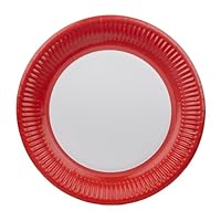 8 x Red Paper Party Plates for Birthday, Solid Colour Disposable Round Dishes, BBQs, Picnic, Kids Birthday Bay Shower Supplies 23cm 9inch