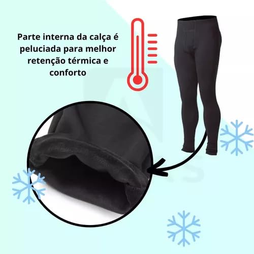 Meia Calça Termica Segunda Pele Leg Flanelada Peluciada Masculina Feminina (G (Tam. 40-44), Preto)