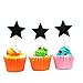 TooMeeCrafts Double Sided Star Topper Black Glitter Star Wand Cake Topper Cupcake Topper Wedding Cupcake Toppers Set of 18