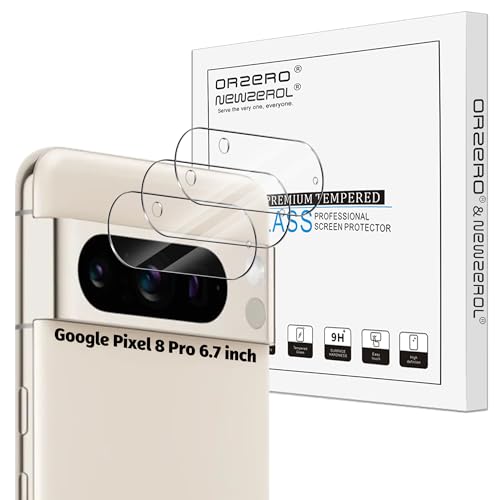 Orzero (3 Pack) Camera Lens Protector Compatible for Google Pixel 8 Pro 6.7 Protector de Cmera Glass High Definition Anti-Scratch Case Friendly Does Not Affect Temperature Sensor (Not for Pixel 8)