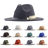 Unisex Classic 20S Fedora-Hat Casual Short-Brim Structured Panama Jazz Cap Blue One Size