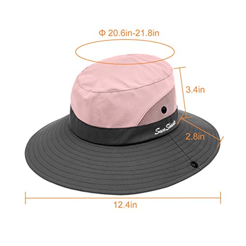 IYEBRAO Kids UV Sun Hat with Ponytail Hole UPF 50 Bucket Cap for Girls Summer Beach ＆ Fishing4