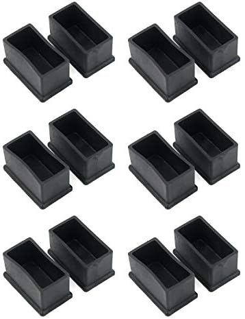 Geesatis 12 PCS 2" X 1" Rubber Furniture Feet Cover, Table Chair Leg Cover, Hardwood Floor Protector, Double Thickness, Black, PVC, Rectangle