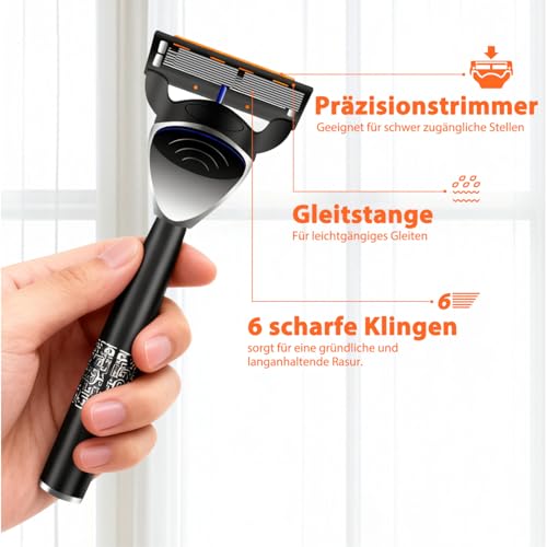 24 Stück Fusion 5 klingen Ersatzklingen für Fusion-5 Rasierer, Artikel Herren Ersatzklingen — Inkl. 1 Rasierer+24 Ersatzklingen, Rasierklingen zur Reinigung von Bart Körperhaaren Für Damen und Herren