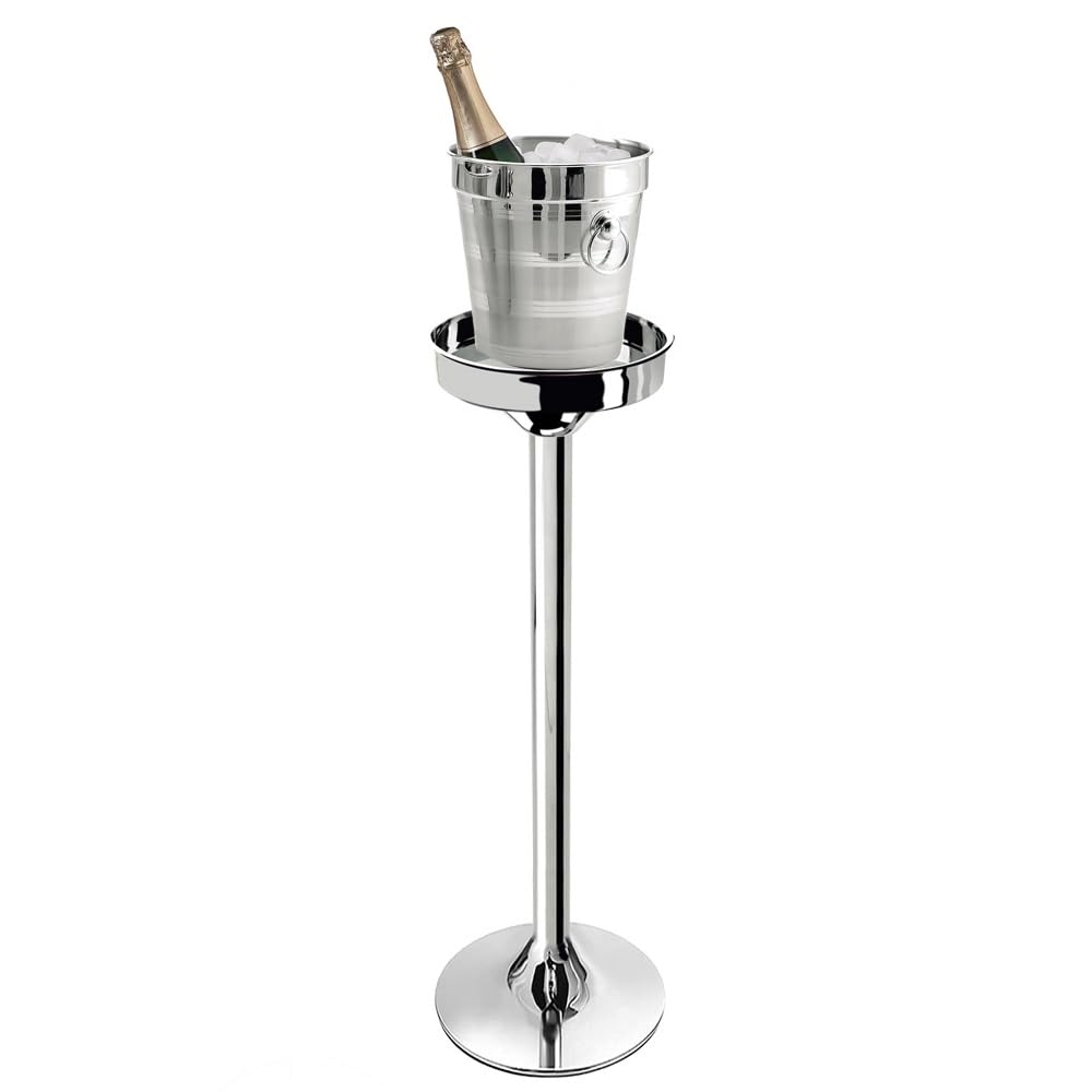 VIRSUS Set Supporto + Secchiello Portaghiaccio da 4 Litri in Acciaio Inox, Supporto Alto 74 cm, Base Stabile, Supporto e Secchiello per Bottiglie Vino, Champagne per Feste ed Eventi - 1011/2067