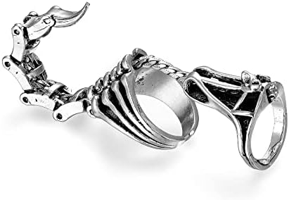 GAUEIOUR Scorpion Ring,Retro Scorpion Ring Personality Punk Hip Hop Men's Open Ring,Halloween Cosplay Finger Accessories,Scorpion Ring Tail Trend Handsome Ring (Silver)