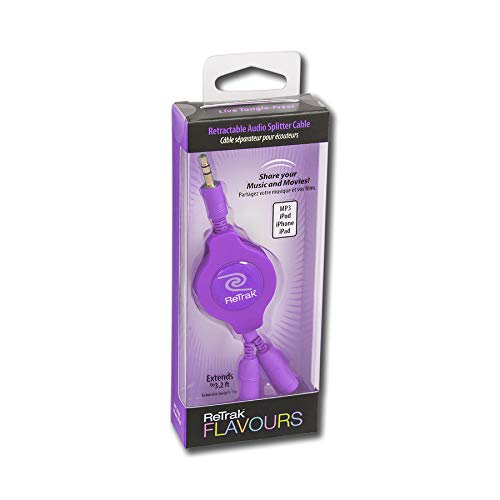 Retrak Retractable Headphones Splitter, Purple ( Etcablesplrl) #TOP5