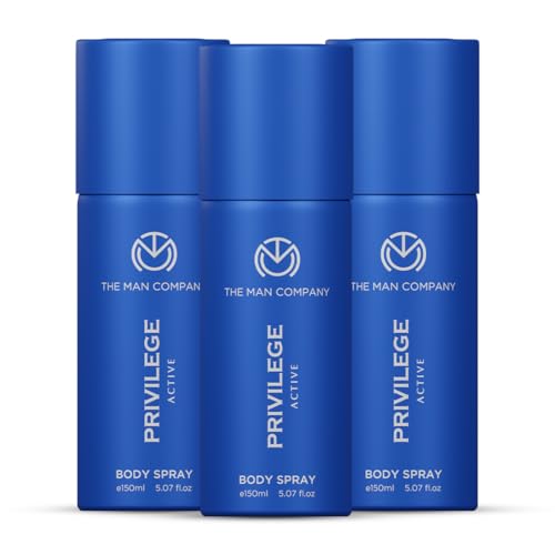 Image of The Man Company Privilege Active Deodorant for Men -150ml, Pack of 3 | Premium Body Spray | Long-Lasting Fragrance | Perfect Deo Set For Everyday Use | Gift for Husband, Boyfriend
