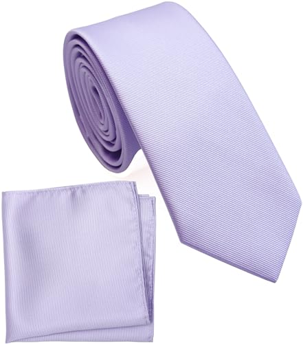 Image of Boy's Solid Tie with Pocket Square Set, Regular Necktie for Children and Kids, Self-Tied