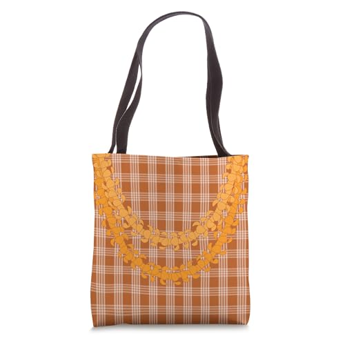 Hawaiian Orange Palaka with Draped Puakenikeni Flower Lei Tote Bag