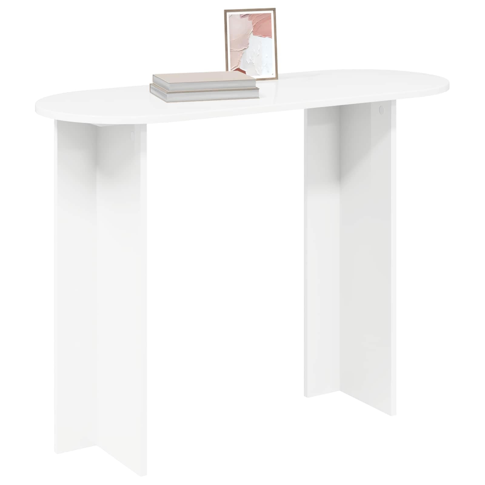 Stolik konsolowy, biały, materiał drewnopochodny, 100 x 39,5 x 75 cm, stół ścienny z półką do korytarza, salonu, sypialni, biura, wąski stół do odkładania z organizerem na klucze, wazon