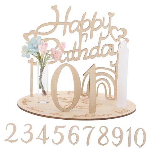 FUNOMOCYA Happy Birthday Wooden Sign Announcement for Girl's Milestone Board Photo Prop
