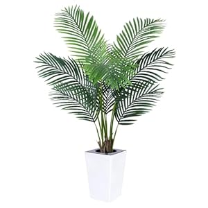 Fake Palm Tree Indoor 5FT - Artificial Plants with White Tall Planter - Tall Faux Tropical Areca with Lifelike Leaves Floor Plant -Silk Plant Artificial for Home Office Decor Fake Palm Tree Indoor 5FT Artificial Plants with White Tall Planter Tall Faux Tropical Areca with Lifelike Leaves Floor Plant Silk Plant Artificial for Home Office Decor