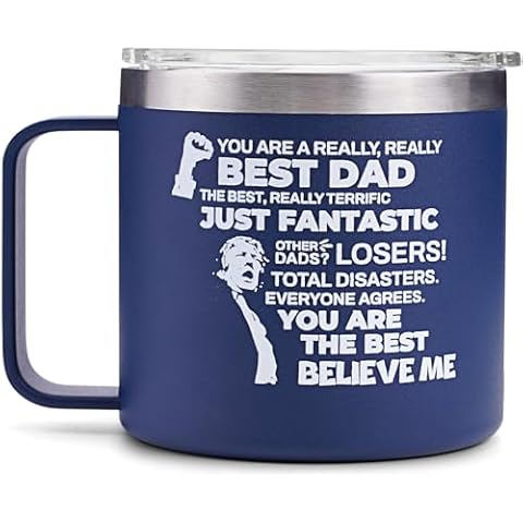 Cessfle Christmas Gifts for Dad, 14oz Funny Trump Dad Mug, Funny Dad Birthday Gifts from Daughter Son Wife Kids, Best Dad Coffee Mug for Dad Husband Men(Blue Gray) Cover