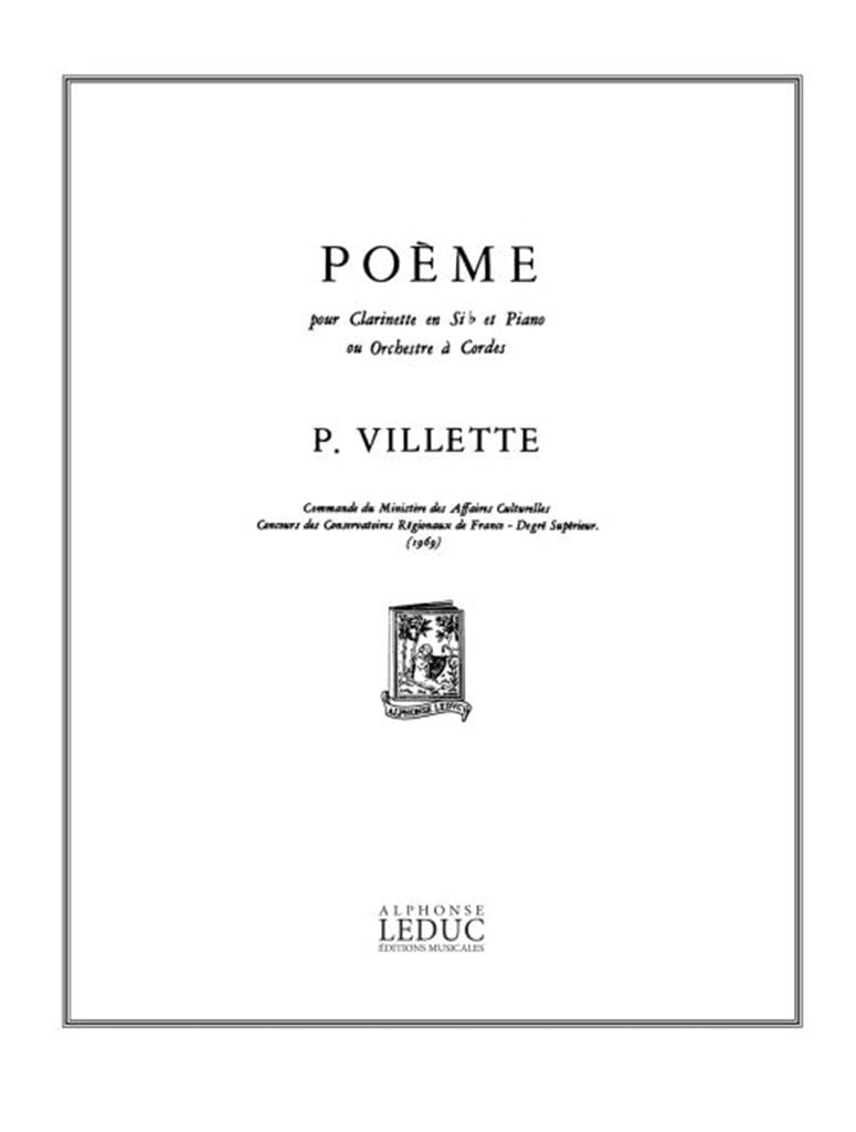 PIERRE VILLETTE: POEME OP.37 (CLARINET & PIANO)