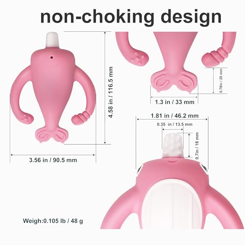 Image of Smily Mia Narwhal Silicone Baby Teething Toys for 3-6 6-12 Months, Teething Relief Toys, Food Grade Silicone Teether Baby Toys, Sensory Toys for Teething Babies, Baby Essential, BPA Free, Pink