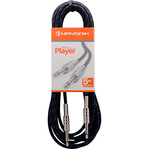 Cabo para Instrumentos P10 X P10, Hayonik, Preto/Azul, 5M