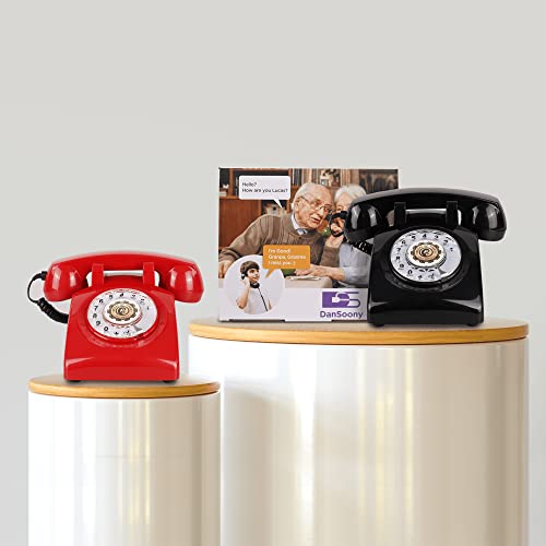 Image of Retro Rotary Phone aa‚¬a€oe 1960s Style Vintage Rotary Phone aa‚¬a€oe Old-Fashioned Landline Phones for Home, Office, Desk aa‚¬a€oe Retro Corded Phone with Mechanical Ringer