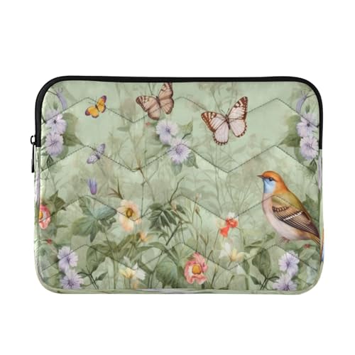 Funda para portátil verde con diseño floral de 13-14 pulgadas miniatura 1